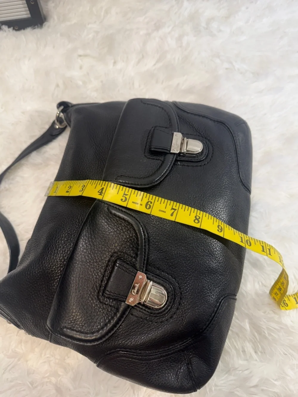 COACH Poppy Avery Pebbled Black Leather Boho Shoulder Bag - Picture 7 of 16